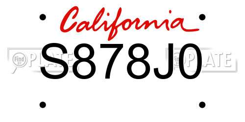 S878J0 California License Plate