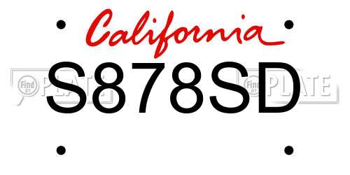 S878SD California License Plate