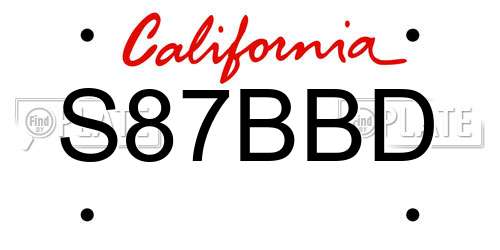 S87BBD California License Plate
