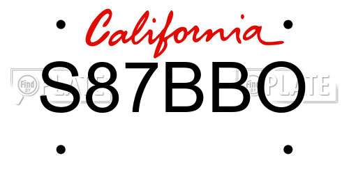S87BBO California License Plate