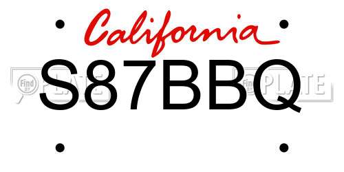 S87BBQ California License Plate