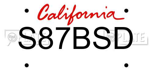 S87BSD California License Plate