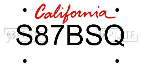 S87BSQ California License Plate