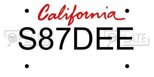 S87DEE California License Plate
