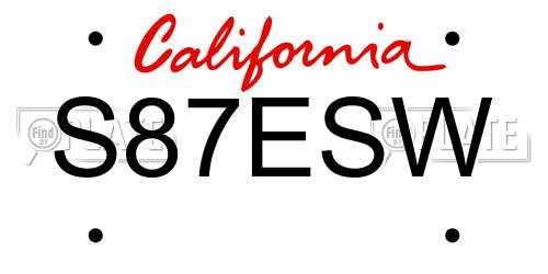 S87ESW California License Plate