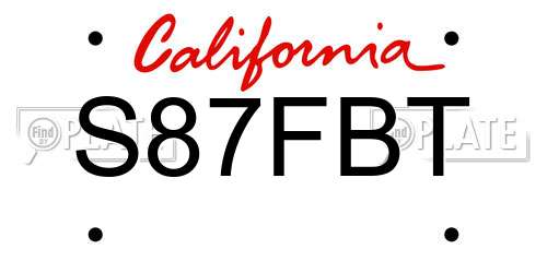 S87FBT California License Plate