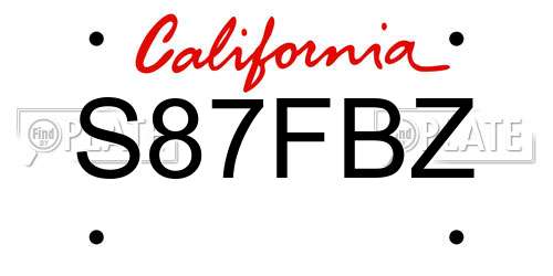 S87FBZ California License Plate