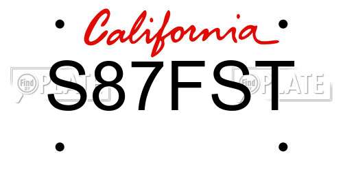 S87FST California License Plate