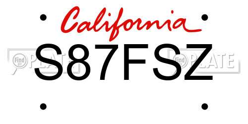 S87FSZ California License Plate