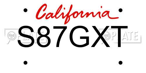 S87GXT California License Plate