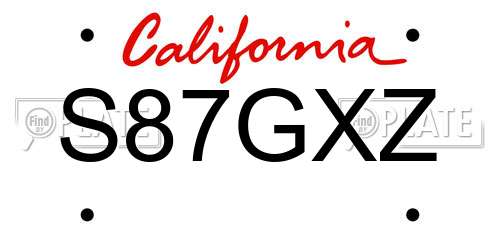 S87GXZ California License Plate