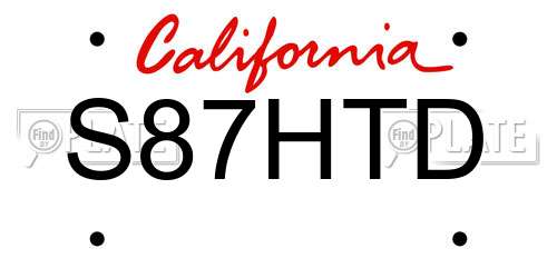 S87HTD California License Plate