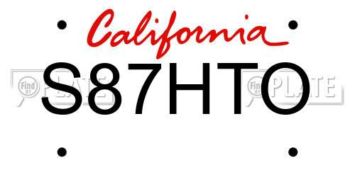 S87HTO California License Plate