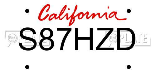 S87HZD California License Plate