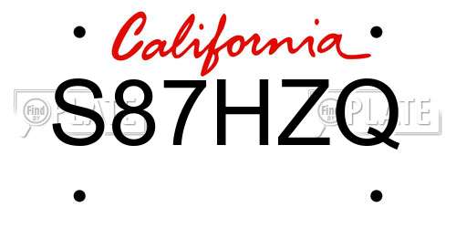 S87HZQ California License Plate