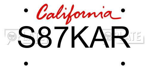 S87KAR California License Plate