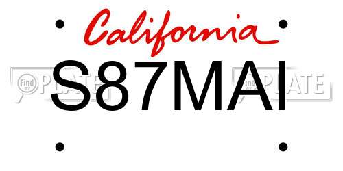 S87MAI California License Plate