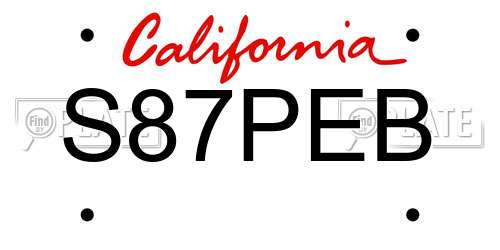 S87PEB California License Plate