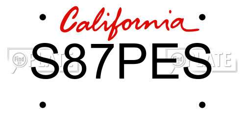S87PES California License Plate