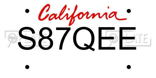 S87QEE California License Plate