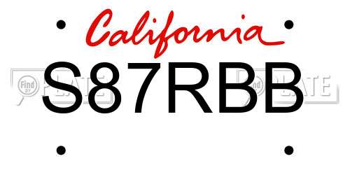 S87RBB California License Plate