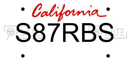 S87RBS California License Plate