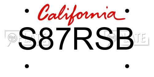 S87RSB California License Plate