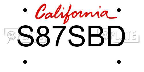 S87SBD California License Plate