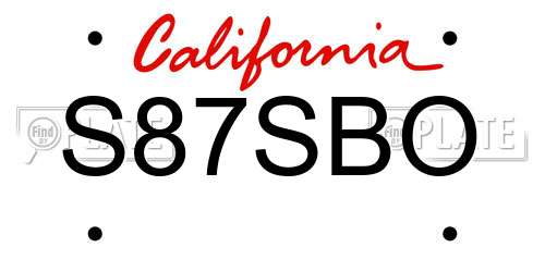 S87SBO California License Plate
