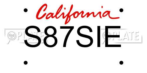 S87SIE California License Plate