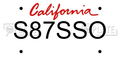 S87SSO California License Plate