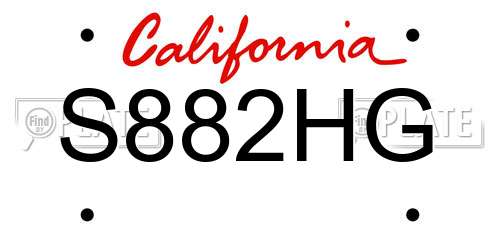 S882HG California License Plate