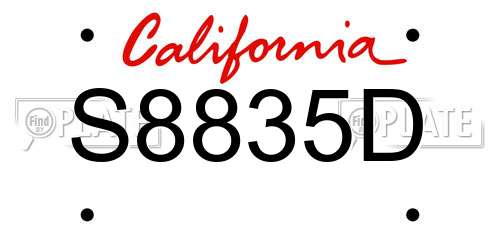 S8835D California License Plate