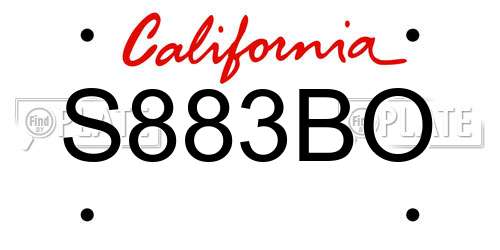S883BO California License Plate