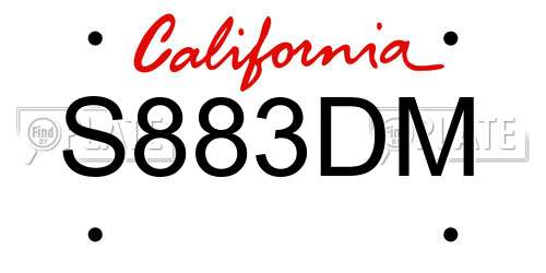 S883DM California License Plate