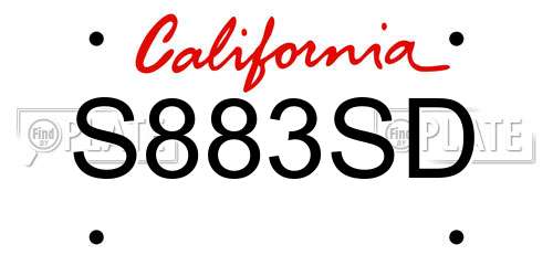 S883SD California License Plate