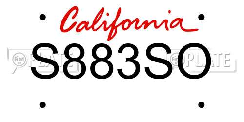 S883SO California License Plate