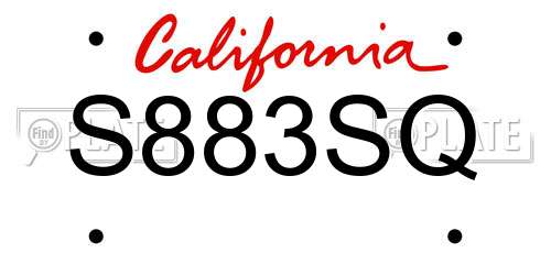 S883SQ California License Plate