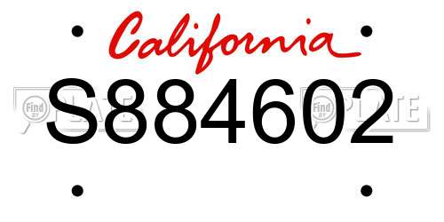 S884602 California License Plate