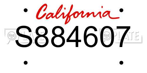 S884607 California License Plate