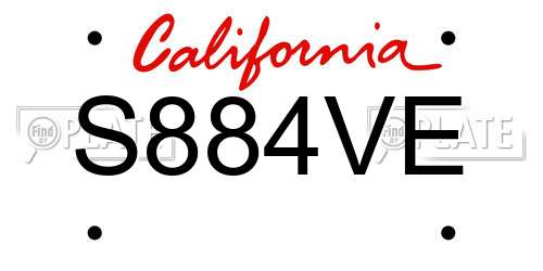 S884VE California License Plate