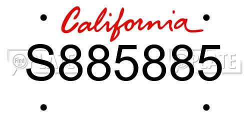 S885885 California License Plate