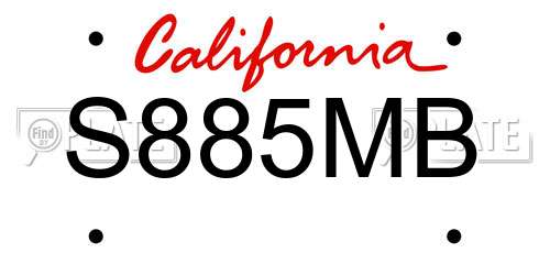 S885MB California License Plate