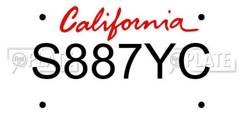 S887YC California License Plate