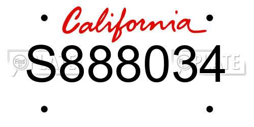 S888034 California License Plate