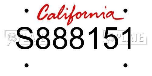 S888151 California License Plate