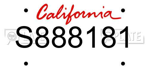 S888181 California License Plate