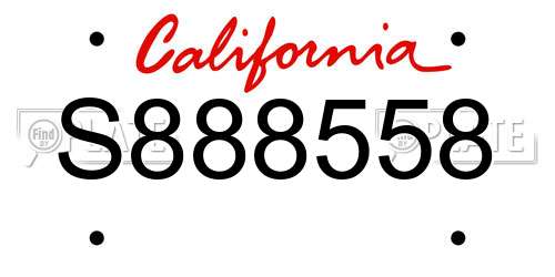 S888558 California License Plate