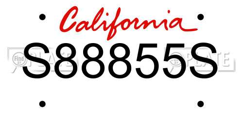S88855S California License Plate