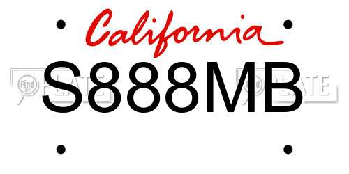 S888MB California License Plate